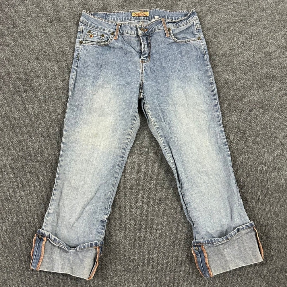 Paris Blues Capri Jeans Womens Size 9 Blue Ramie Cotton Stretch Cuffed Cropped